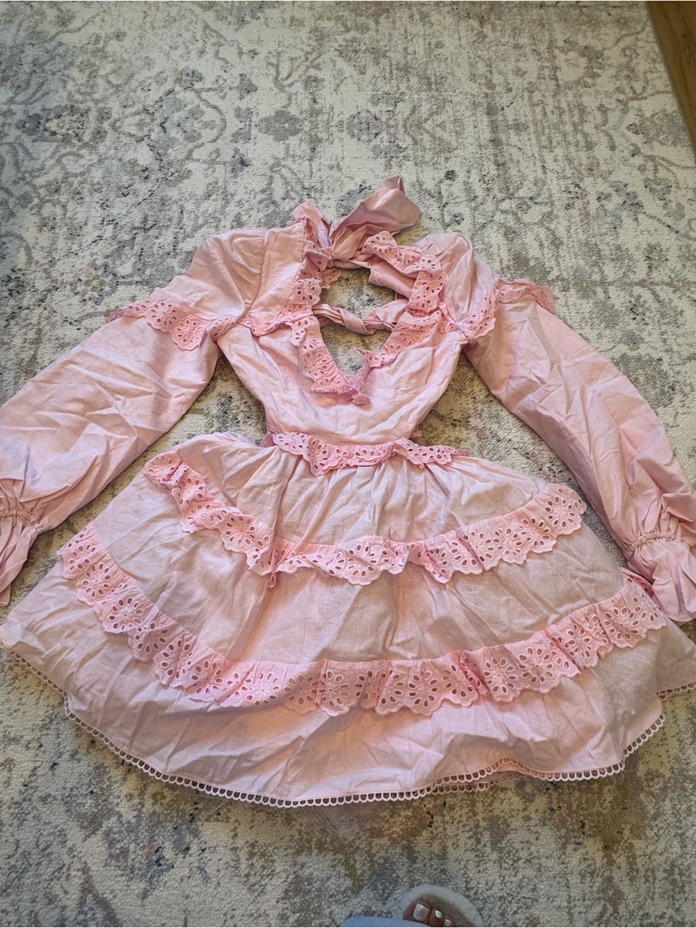ASOS luxe Pink Ruffled Lace Tiered Dress